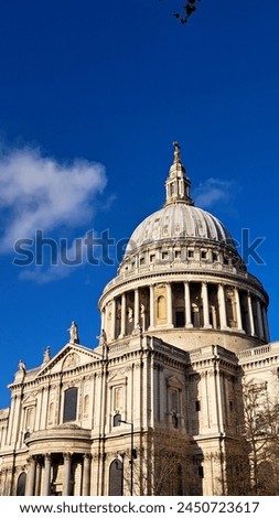 A captivating close-up image of the intricate architecture of St. Paul's Cathedral in London. 