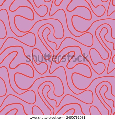 Abstract orange Minimal Swirl lines seamless pattern on pink background. For website background, home décor and textile  Royalty-Free Stock Photo #2450791081