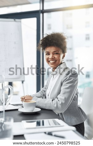 Portrait, business and black woman with investment, accountant and financial advisor with smile. Person at desk, professional or broker with startup and corporate with confidence or economist analyst