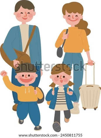 Clip art of family enjoying a trip
