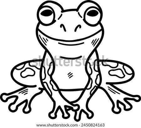A blue frog with yellow eyes is sitting on a white background. The frog has a curious expression on its face, and its eyes are large and bright. Concept of playfulness and whimsy