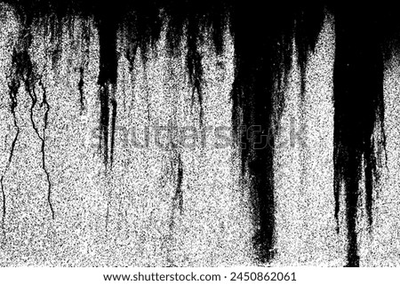 Worn black grunge texture. Dark grainy texture on white background. Dust overlay textured. Grain noise particles. Weathered effect. Torn graininess pattern. Vector illustration, EPS 10.