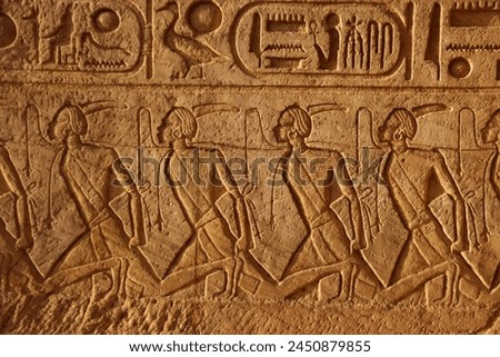 Temple of Abu Simbel, Pharaoh Ramses II, temple of Ramses II, Aswan, Egypt, pharaoh, Pharaohs, Archaeology, necropolis, Egyptology, Lake Nasser, Aswan, World Heritage, UNESCO, Nubian Monuments, hypoge Royalty-Free Stock Photo #2450879855