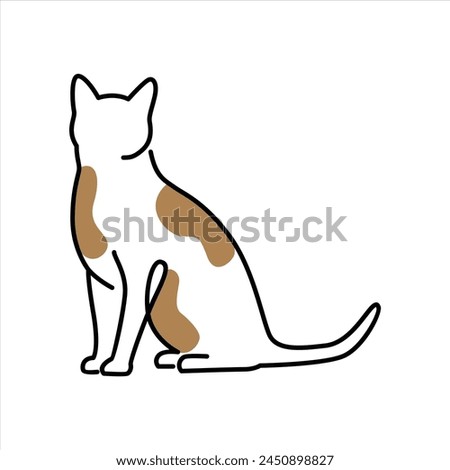 Cat Simple White Brown Fun Cartoon Doodle Line Clip Art