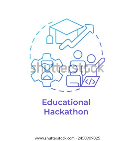 Educational hackathon blue gradient concept icon. Skill building, development. Students engagement. Round shape line illustration. Abstract idea. Graphic design. Easy to use in promotional materials