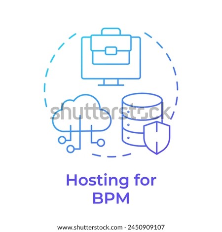 Hosting for BPM blue gradient concept icon. Cloud computing security. Data encryption. Round shape line illustration. Abstract idea. Graphic design. Easy to use in infographic, article