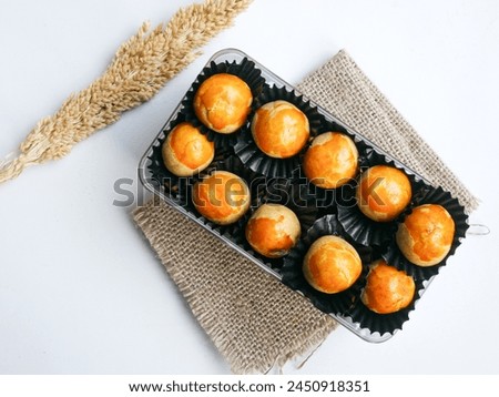 Indonesian traditional dry cakes nastar, in a flat lay concept
