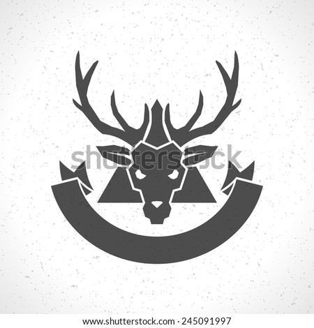 Deer head silhouette isolated on white background vintage vector design element illustration 