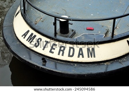 Aft of Black Boat in Amsterdam