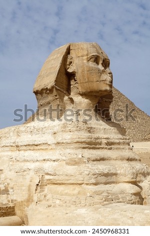 The Great Sphinx and the Great Pyramids in Giza, Egypt. They were built during the Fourth Dynasty of the Old Kingdom Royalty-Free Stock Photo #2450968331