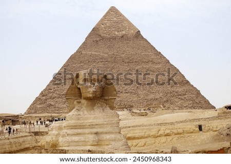 The Great Sphinx in Giza, Egypt. It was built during the Fourth Dynasty of the Old Kingdom Royalty-Free Stock Photo #2450968343