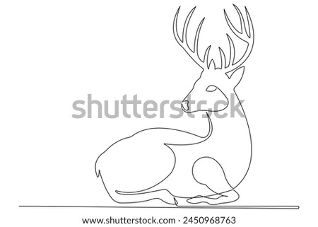  One continuous line drawing of deer world animal day and Christmas symbol 