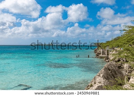 Aruba view of coast line at Mangle Halto looking North Royalty-Free Stock Photo #2450969881