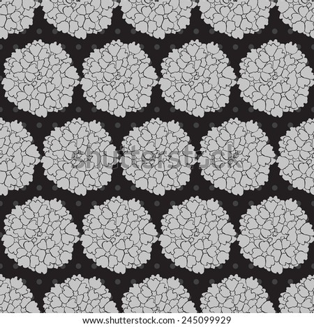 Elegant seamless pattern in black silver colors with decorative verbena flowers, design elements. Floral pattern for invitations, greeting cards, scrapbooking, print, gift wrap, manufacturing