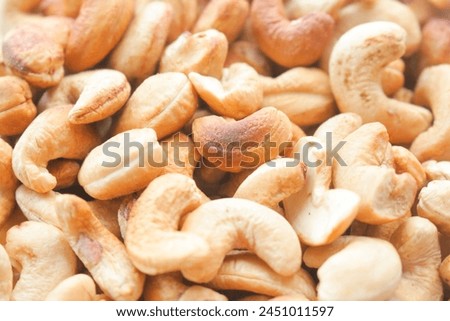 Close-up view of cashew nuts