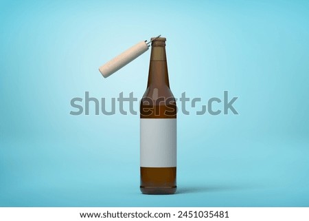 Bottle with blank label and ice cream stick. 3D Illustration