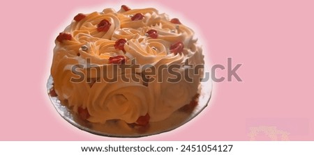In the picture, The combination of the cake, white frosting, red decorations, and flowers creates a delightful and visually stunning composition.