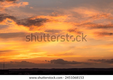 Dramatic colorful sunset clouds and sky in San Antonio Texas