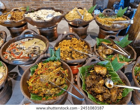 various traditional Javanese foods.  everything is delicious.  I like all.  Yogyakarta, Indonesia, April 14, 2024.