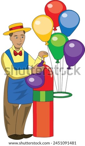 Man selling colorful balloons illustration