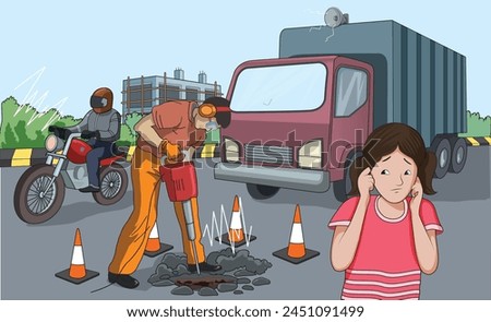 Illustration showing noise pollution vector