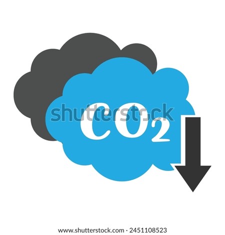 CO2 emission, reduction, neutrality concept vector flat icon set. carbon dioxide pollution. Carbon dioxide zero footprint, carbon gas air pollution protection, ecology environment CO2 green clouds eps