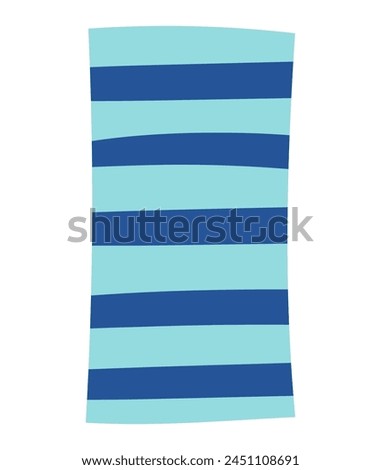 Striped beach towel top view hand drawn illustration. Flat style design, isolated vector. Summer print, seasonal clip art element, holidays, vacations, outdoors, pool