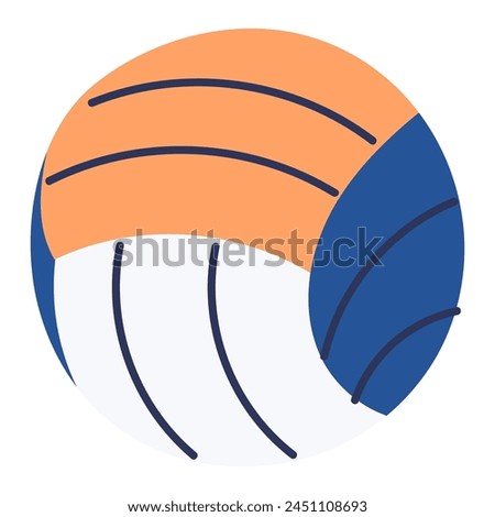 Volleyball ball hand drawn illustration. Flat style design, isolated vector. Summer print, seasonal element, holidays, vacations, outdoors, pool, beach, sports clip art