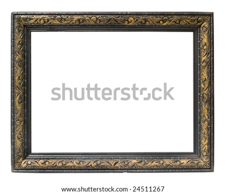 Empty horizontal picture frame at white background