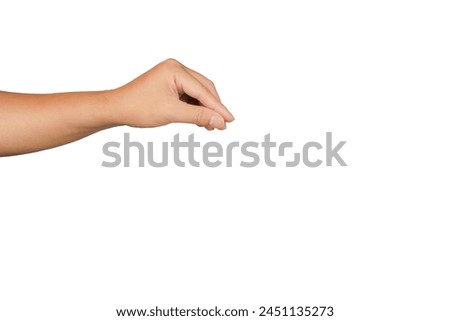Asian man hand gesture isolated on white background