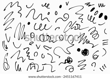 Set of graphic black and white brush strokes.Handmade Vector clipart concept line isolated on white bkgr.BandW design for poster,card,label,sticker,t-shirt,web,print,stamp,tattoo,etc.
