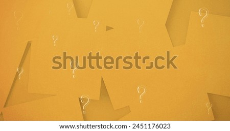 Digital image of multiple question mark symbols floating yellow blank memo notes. school and education concept