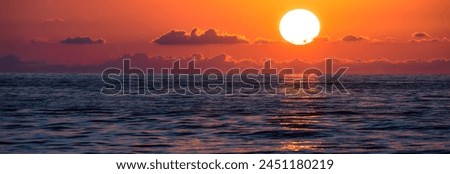 Beautiful sea at sunset, natural picture, sunbeam falling on the sea