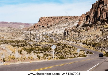 Inhospitable region through which national highway 5 passes in Bolivia. Royalty-Free Stock Photo #2451207005