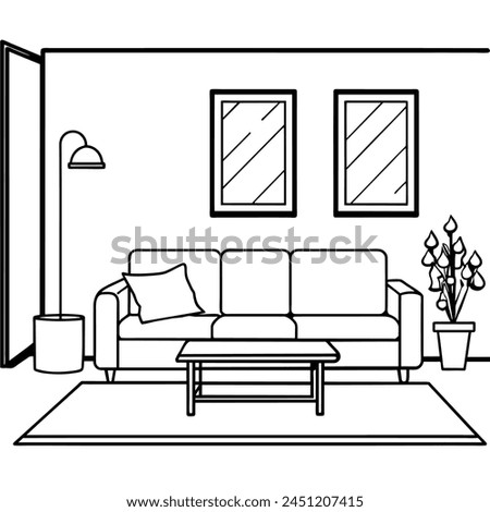 Outline image of home interior. Vector clip art.