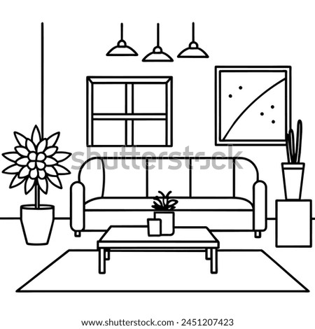 Outline image of home interior. Vector clip art.