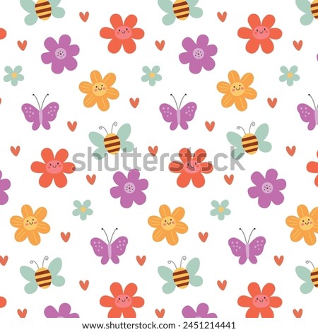 Spring floral seamless pattern on white.