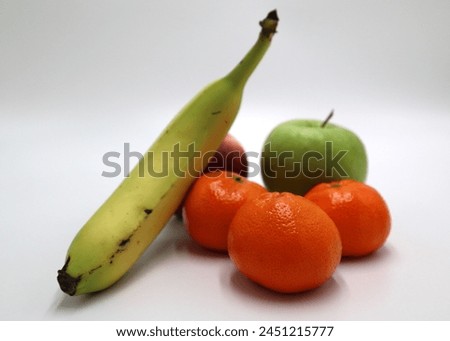 Healthy fruits food on white background