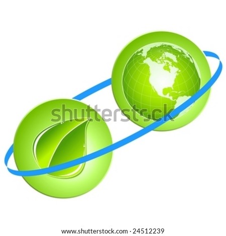 Vector green energy recycling planet earth illustration