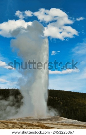 Old Faithful Geyser in Upper Geyser Basin in Yellowstone National Park Wyoming. Royalty-Free Stock Photo #2451225367