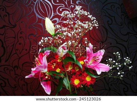 Bouquet. Beautiful flowers  on dark background.