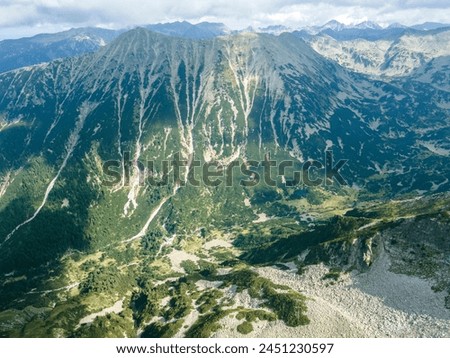 Amazing Aerial view of Pirin Mountain near Vihren Peak, Bulgaria Royalty-Free Stock Photo #2451230597
