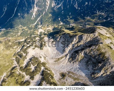 Amazing Aerial view of Pirin Mountain near Vihren Peak, Bulgaria Royalty-Free Stock Photo #2451230603