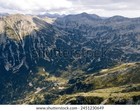 Amazing Aerial view of Pirin Mountain near Vihren Peak, Bulgaria Royalty-Free Stock Photo #2451230649