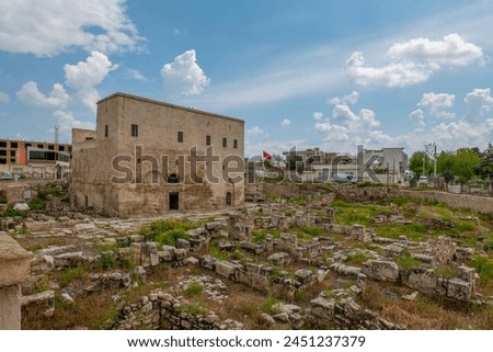 mardin nusaybin mor yakup church ruins next to the mosque church made of stone illuminated