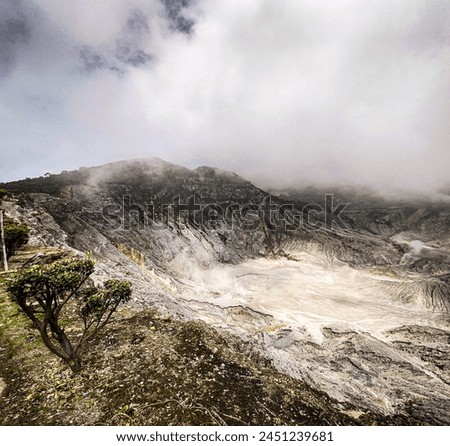 Ciater, West Java, Indonesia, 8 April 2024 - Crater of Tangkuban Perahu Volcano in West Java. Royalty-Free Stock Photo #2451239681