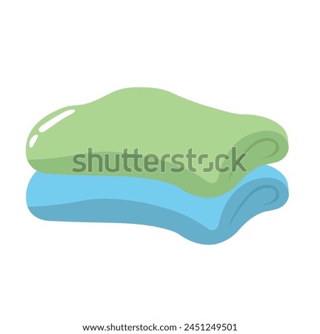 Stack of folded towels or blankets, cartoon style vector illustration, towel or blanket folds clip art, flat icon design
