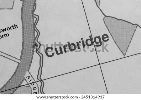 Curbridge, Southampton in Hampshire, England, UK atlas map town name of the area in black and white