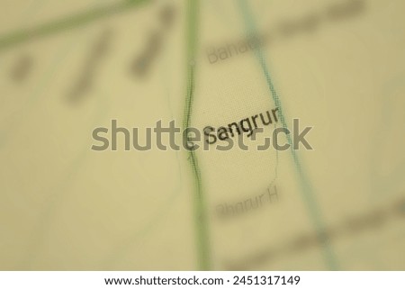 Sangrur - India Railways junction train station in atlas map town or city name tilt-shift