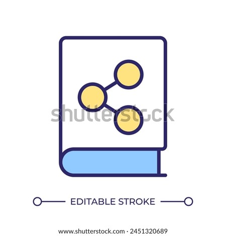 Book sharing RGB color icon. Reading culture, social network. Digital community service. E-book reading, education. Isolated vector illustration. Simple filled line drawing. Editable stroke